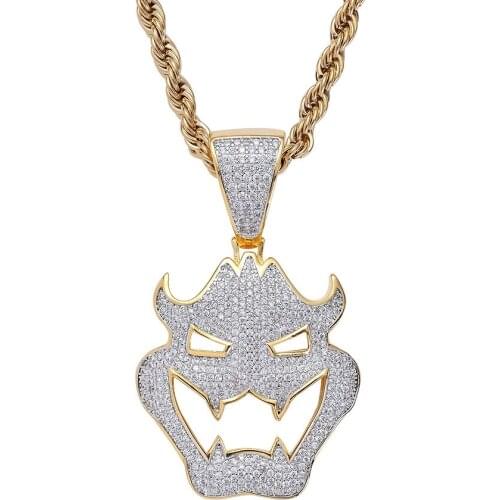 New Hip Hop Zircon Pendant Halloween Costume Mask Vampire Monster Pendant Fashionable Mens Necklace