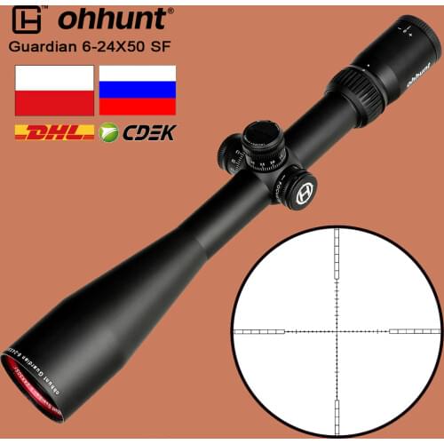 Ohhunt Guardian 6-24X50 SF Hunting Riflescope 1/2 Half Mil Dot Glass Etched Reticle Optics Sight with Side Parallax Rifle Scope