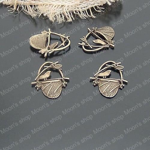 Wholesale 22*19mm Antique Bronze Flower Baskets Bird Alloy Flat Charms Pendants DIY Findings Accessories 30 pieces (JM834)