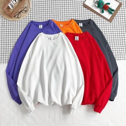 Plus Size Solid Color Pullover Women T shirts Sweatshirts Harajuku Streetwear Female Tshirts Vintage Long Sleeve Tops 2020 New