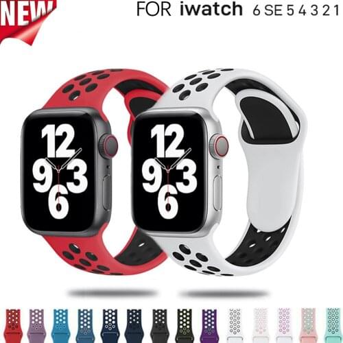 Sport Strap For Apple Watch Band 6 SE 5 4 44mm 40mm Silicone Breathable Belt Bracelet to iWatch Watchband Series 54321 38mm 42mm