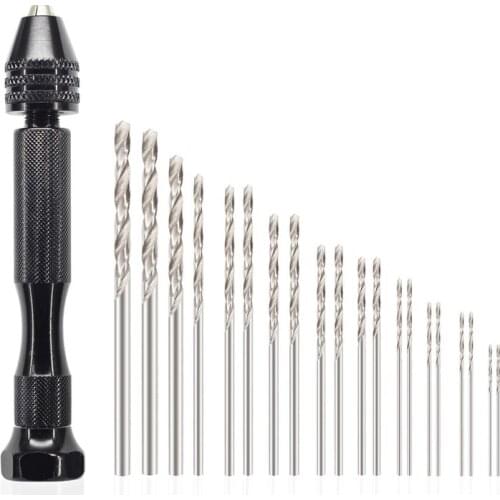 Pin Vise Hand Drill Bits(20Pcs), Micro-Mini Twist Drill Bits Set With Precision Hand Pin Vise Rotary Tools For Wood, Jewelry, Pl