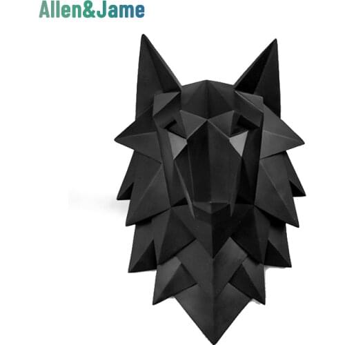 Handmade Resin Art Statue 3D Abstract Wolf Head Home Decoration Accessories Sculpture Wedding Chrismas Wall Decor Craft Artware