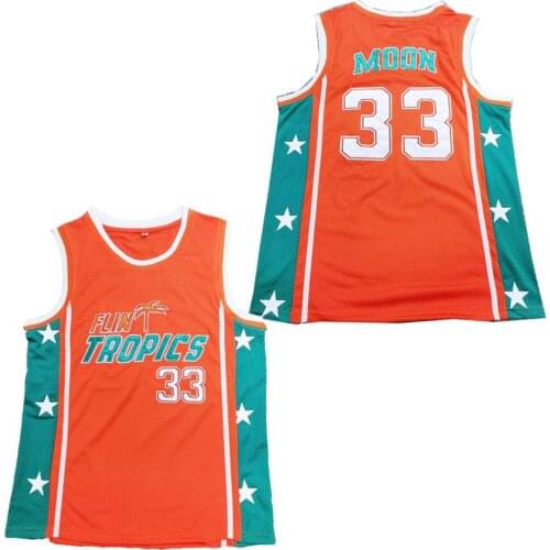 BG Basketball Jerseys Flint Tropics 33 Moon Jersey Embroidery Sewing Outdoor Sportswear Hip-hop Culture Movie Orange