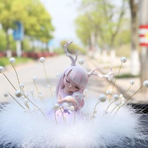 Creative girl deer ornaments cute resin crafts figurines gifts for girlfriend car decorations car interior home decoration