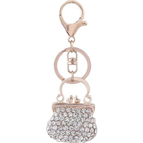 Advanced diamond keychain pendant Rhinestone Ladies bag design Back hollow Bag mobile phone car fashion pendant Valentines gift