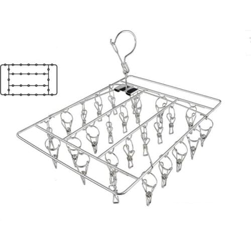 Stainless Steel Socks Racks Reusable High Elastic Force Clips Hangers Square Hanging Clothes Hanger Wear Resistant SN3616