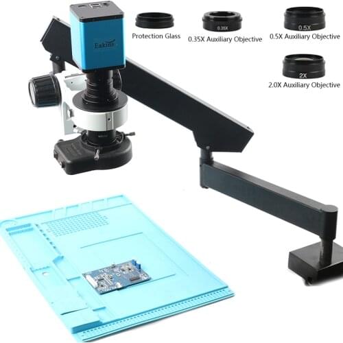 1080P SONY IMX290 Auto Focus HDMI Measuring Video Microscope Camerawith Rotable Articulating Clamp Arm Stand For PCB Soldering