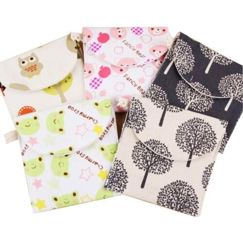 1pc Reusable Menstrual Cloth Pads Sanitary Napkin Bag Washable Panty Liners Storage Cosmetic Bags Case Cotton Girls Purse Holder