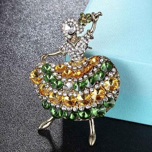 Zlxgirl New arrival Shape dance Girl brooches jewelry for womens party gifts perfect Colorful rhinestone hijab accessories scar