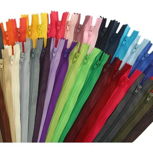 10PCs 3# Nylon Coil Zippers Garment Tailorwork Accessories Bag Trousers Slider DIY Sewing Clothing Closure Zips Closed-end 24cm