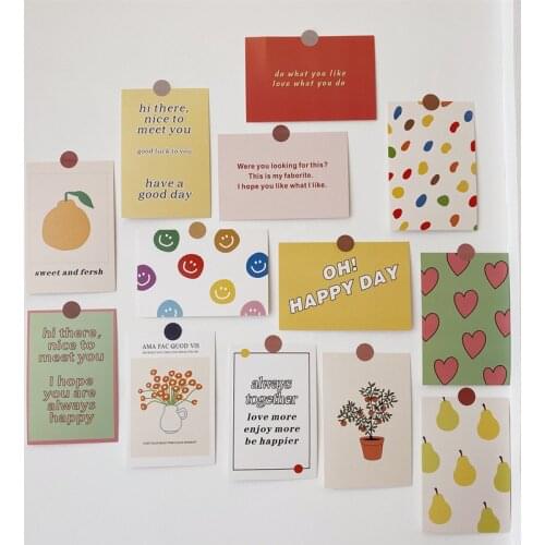 13Pcs/set Color Flower Fruit Card Set Dormitory Wall Poster Decoration Photo Background Postcard Hand Account Sticker