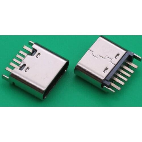 30Pcs/Lot Micro Usb Jack 3.1 Type-C 6Pin 180 Degree Female Connector For Mobile Phone Charging Port Charging Socket Good Quality