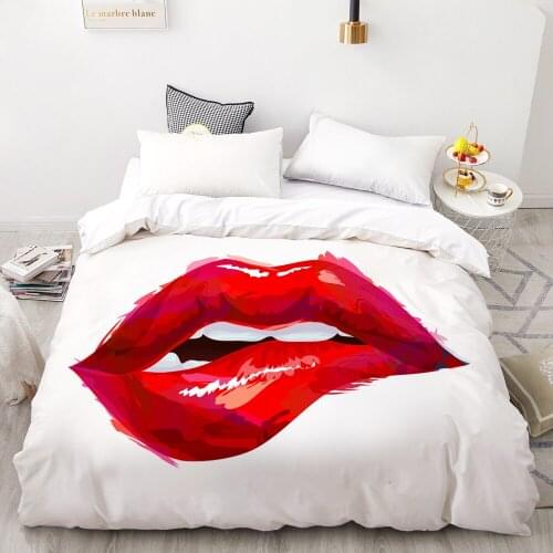 3D HD Digital Printing Custom Duvet Cover,Comforter/Quilt/Blanket case Queen King Bedding 200x200,Bedclothes Sexy red lips