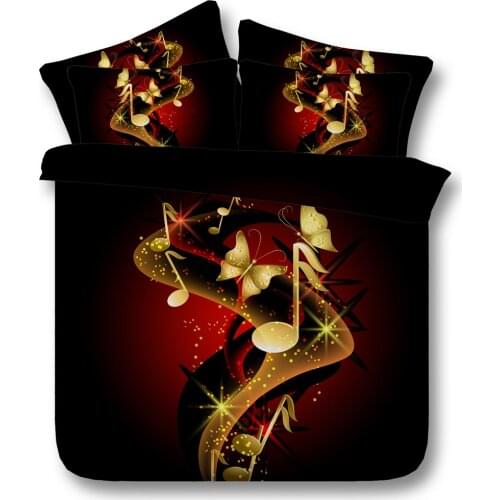3D Designer Music Notes Bedding set Star duvet cover bedspread bed sheet bedsheet California King size Queen twin Butterfly 4PCS
