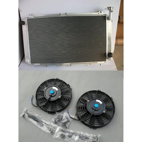 Aluminum Radiator & 2*Fans For Nissan GQ PATROL Y60 4.2L Petrol TB42S TB42E MT 1987-1997 1988 1989 1990 1991 1992 1993 1994 95