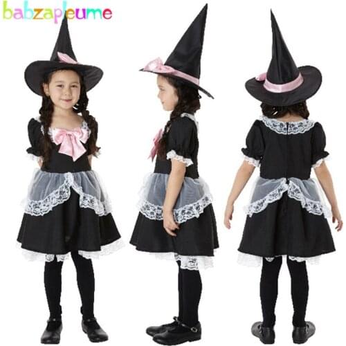 Babzapleume Brand Halloween Girls Dress Short Sleeve Bow Maid Design Cosplay Costume Kids Girls Outfit Child Party Clothing Y012