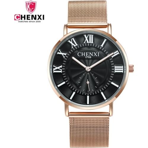 CHENXI Fashion Men Watches Luxury Quartz Waterproof Watch Men Rose Gold Stainless Steel Watchband Watch Man Clock Wristwatches
