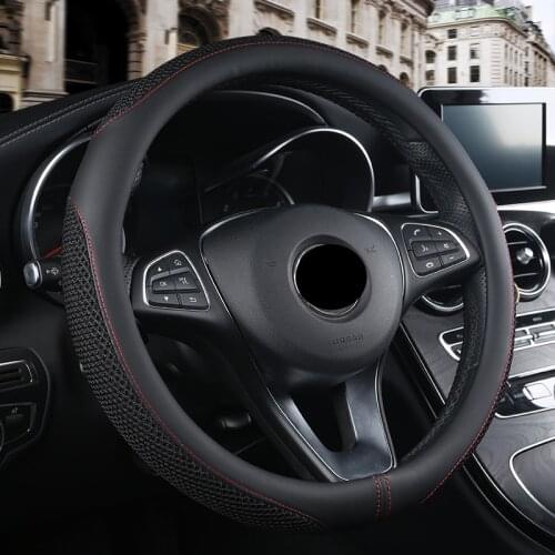 Car steering wheel cover,four seasons car handle cover, leather stitching breathable steering cover