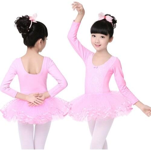Childrens Dance Practice ballet leotard dress Girl Lace Flour long or Short Sleeve ballet Dance Costume with open crotch JQ-292