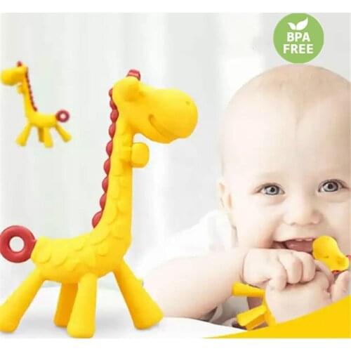 Baby Teether Cartoon Teething Nursing Silicone Baby teeth that fawn molar rod giraffe to bite the teether safty
