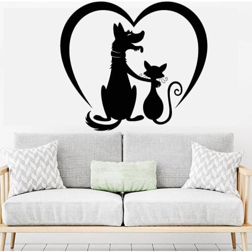 Frendship Wall Decal Pets Grooming Salon Art Decor Dog Cat Friends Vinyl Wall Stickers Nursery Kids Room Home Decoration Z449