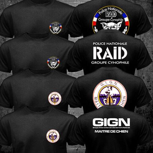 New France Special Elite Police Forces Unit GIGN Raid k-9 Canine Dog Men T shirt Casual COTTON O-Neck Shirts