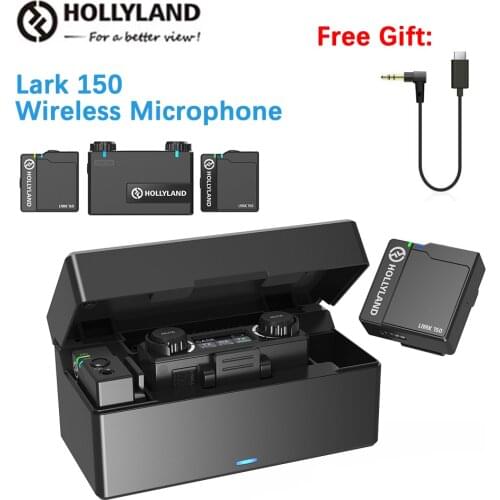 Hollyland LARK 150 Portable Mini Lapel Microphone Wireless Mic System Kit for Video Real-time Interview iPhone Android Phones