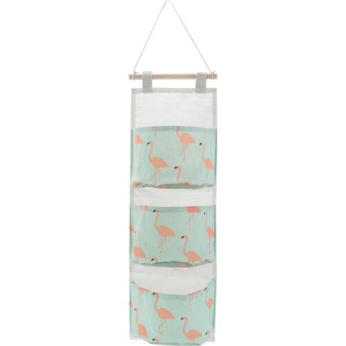 Flamingo Pattern Canvas Hanging Storage Bag Baskets Wardrobe Cabinet Room Beside Closet Home Organizer