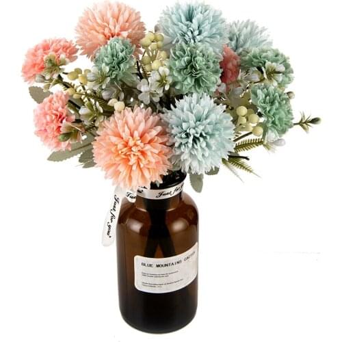 Simulation 7 Heads Dandelion Artificial Flowers Bouquet Wedding Decor Bouquet Home Table Decoration Accessories Fake Flowers