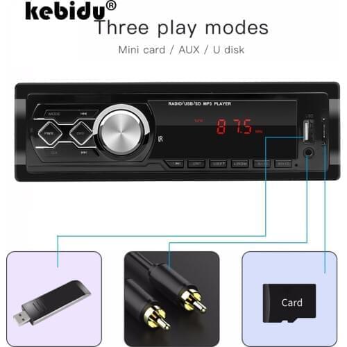 Kebidu Car MP3 Music Player FM Radio AUX TF Card USB U Disk Type Audio Output Multimedia Subwoofer 12V 1 Din In-Dash Stereo