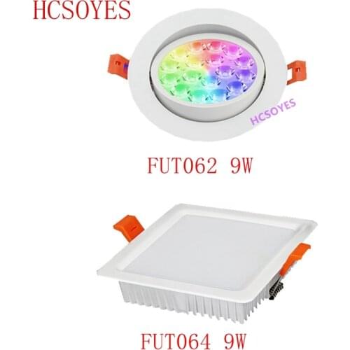 MIBOXER FUT062 9W/FUT064 9W RGB+CCT Square/ RGB+CCT LED Ceiling Spotlight light Angle adjustable 16 million remote APP control