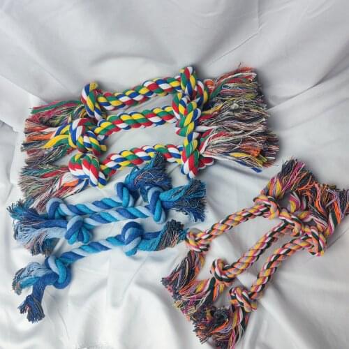 MZHQ 1 pc Pets Dogs Pet Supplies Pet Dog Puppy Cotton Chew Knot Fidget Toys Durable Braided Bone Rope Funny Tool (Random Color)