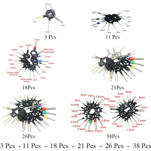 Automotive Plug Terminal Remove Tool Set Key Pin Car Electrical Wire Crimp Connector Extractor 3pcs 11pcs 18pcs 38pcs