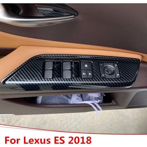 Carbon Fiber Printed Car Window Control Panel Cover Interior Bowl Sticker Moulding Trim for Lexus ES200 ES260 ES300h 2018