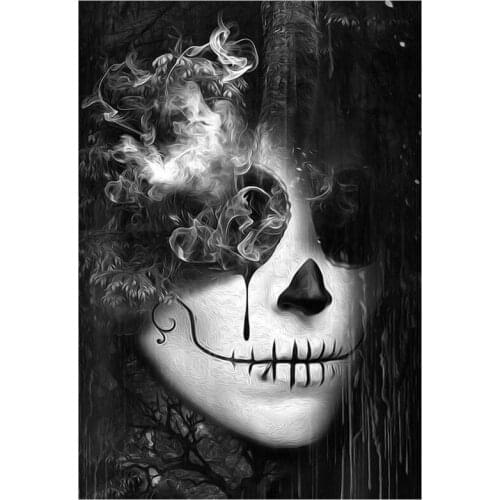 New square round full 5d diy diamond painting skull woman pattern 3d diamond mosaic landscape diamond embroidery craft sticker