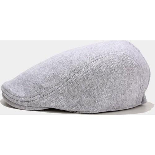 Cotton Solid Color Newsboy Caps Flat Peaked Cap Men and Women Painter Beret Hats 19