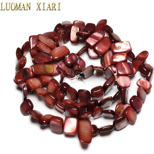 Wholesale 9-16 mm Irregular Dyed Deep Red Natural Shell Side Hole Beads For Jewelry Making Strand 34 '' DIY Necklace Bracelet