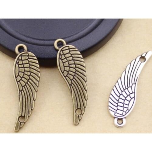 20pcs/lot 9mm*30mm wing Connector Metal Alloy Pendant For DIY bracelet Jewelry Making ddr4