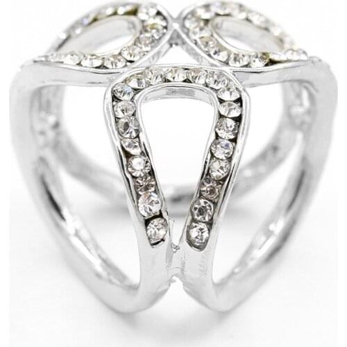 Hollow Shiny Crystal Golden Silver Plated Metallic Brooches Women