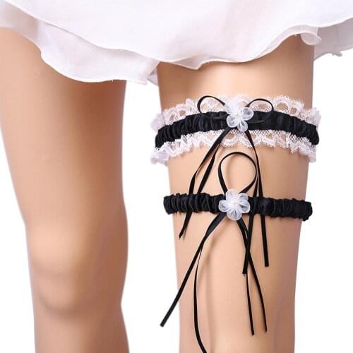 Sexy Bowknot Thigh Ring Black Wine Red Milky White Cosplay Cute Lingerie Accessories Garter Belt 2pcs/Set CYHWR