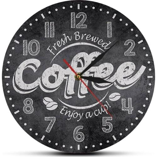 Fresh Brewed Coffee Enjoy A Cup Of Wall Clock Coffee Kitchen Wall Clock Coffee Shop Cafe Bar Wall Decor Gift For Coffee addicts