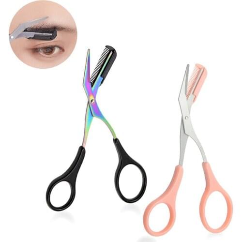 Eyebrow Trimmer Scissor with Comb Facial Hair Removal Makeup Tool Grooming Shaping Shaver Cosmetic Accessory Eyelash Hair Clips