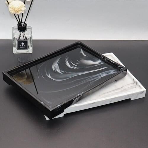 Bathroom Storage Tray Marble Pattern Resin Tray Rectangular Jewelry Storage Tray Kitchen Dish Storage Plates