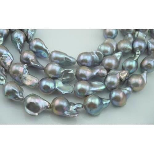 Gorgeous huge 15-18mm south sea silver grey pearl necklace 38inc