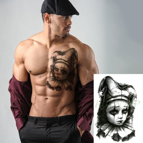 Waterproof Temporary Tattoo Sticker Clown Black Style Sadness Girl Sticker Flash Tatoo Fake Tattos on Leg Arm Art for Men Women