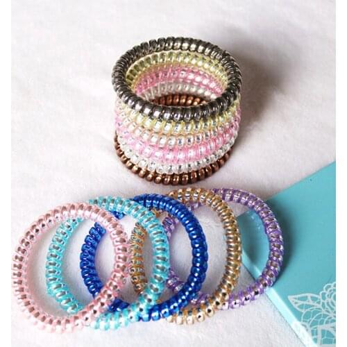 1PC Women Rubber Hair Rope Elastic Hairbands Spiral Shape Hair Ties Gum Headwear Accessories Telephone Wire Line Headband