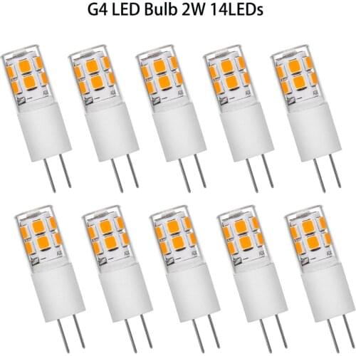 10pcs G4 LED Bulb 2W 14LED Super Bright Mini Ceramics Corn Light ACDC12V 2835 SMD No Flicker LED Lamp Replace Halogen Chandelier