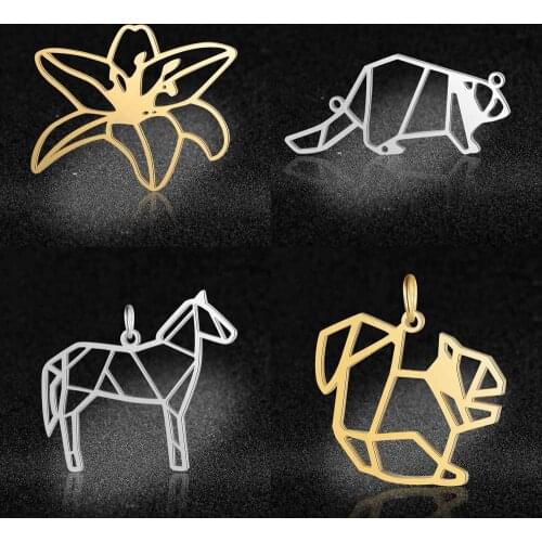 100% Stainless Steel Beaver Horse Squirrel Plumeria DIY Connector Charm Pendants Wholesale DIY Jewelry Finding Charms