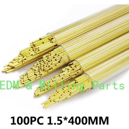 100PCS CNC EDM Drilling Machine Brass Electrode Single-Channel Tube 1.5MMX400MM For Drilling Machine Mill Part